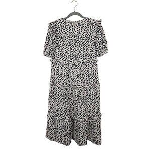 Influence Animal Print Midi Dress in Black and White - Size‎ US 4